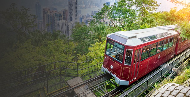 View of Victoria Peak Tram in Hong Kong